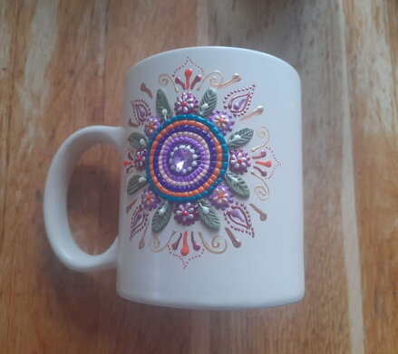 Ručne maľovaný hrnček - Vanilla - Mandala